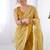mustard organza moti & val sequence  party wear saree