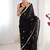 black fandy silk blend moti & val sequence designer saree