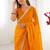 yellow fandy silk blend moti & val sequence designer saree