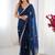 blue fandy silk blend moti & val sequence designer saree