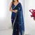 blue fandy silk blend moti & val sequence designer saree