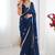 blue fandy silk blend moti & val sequence designer saree