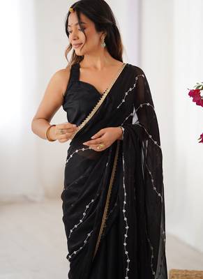 black smooth sitara fabric moti & val sequence designer saree 4