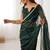 green smooth sitara fabric moti & val sequence designer saree