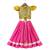 woven half sleeves embellished top with printed lehenga-yellow & pink