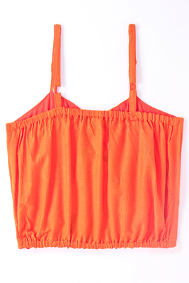 woven sleeveless placement embroidered top with printed lehenga-orange & green 4