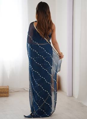 blue smooth sitara fabric moti & val sequence designer saree 4