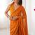 orange smooth sitara fabric moti & val sequence designer saree