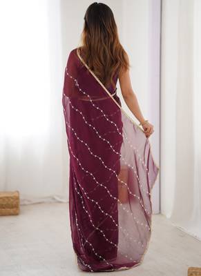 wine smooth sitara fabric moti & val sequence designer saree 4