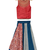 woven sleeveless embroidered top with cotton printed lehenga-red & blue