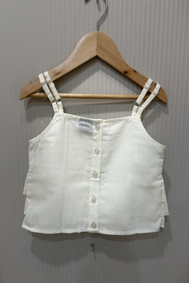 woven sleeveless embellished top with printed sharara-white & red 5