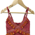 woven cotton sleeveless striped top with printed lehenga-maroon & orange