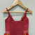 woven cotton sleeveless striped top with printed lehenga-maroon & orange