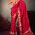 red wonderful designer chiniya silk blend saree catalog with heavy embroidered blouse