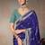 navy blue wonderful designer chiniya silk blend saree catalog with heavy embroidered blouse