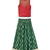woven sleeveless placement embroidered top with printed lehenga-red & green