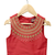woven sleeveless placement embroidered top with printed lehenga-red & green