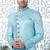 blue computer thread work on art silk sherwani for men 