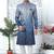 blue computer thread work on art silk sherwani for men 