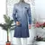 blue computer thread work on art silk sherwani for men 