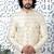 cream computer thread work on art silk sherwani for men 