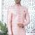 pink computer thread work on art silk sherwani for men 