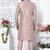 onion pink computer thread work on art silk sherwani for men 