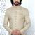 beige computer thread work on art silk sherwani for men 