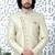 cream computer thread work on art silk sherwani for men 