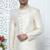 cream computer thread work on art silk sherwani for men 