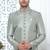 pista green computer thread work on art silk sherwani for men 