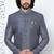 grey computer thread work on art silk sherwani for men 