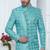 blue computer thread work on art silk sherwani for men 