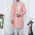 peach computer thread work on art silk sherwani for men 