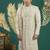 cream computer thread work on art silk sherwani for men 