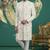 cream computer thread work on art silk sherwani for men 