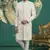 cream computer thread work on art silk sherwani for men 