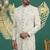 cream computer thread work on art silk sherwani for men 