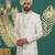 cream computer thread work on art silk sherwani for men 