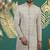 beige computer thread work on art silk sherwani for men 