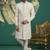 cream computer thread work on art silk sherwani for men 