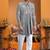 grey computer thread work on art silk 3 peice indo western set for men 