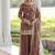 Brown Fandy Embroidered Kurta Sharara Set
