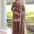 Brown Fandy Embroidered Kurta Sharara Set