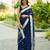 Teal blue cotton saree with contrast boarder and pallu
