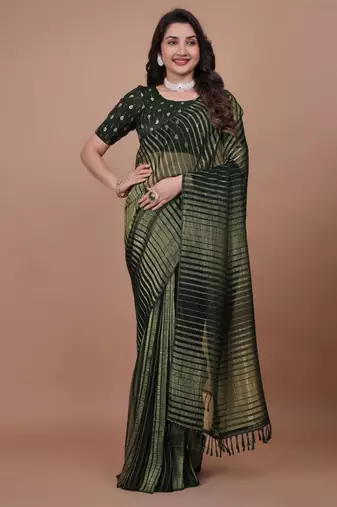 Dark green georgette leheriya saree