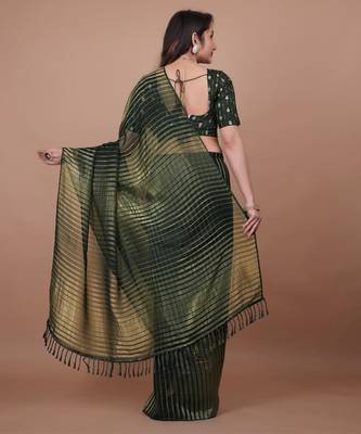 Dark green georgette leheriya saree 2