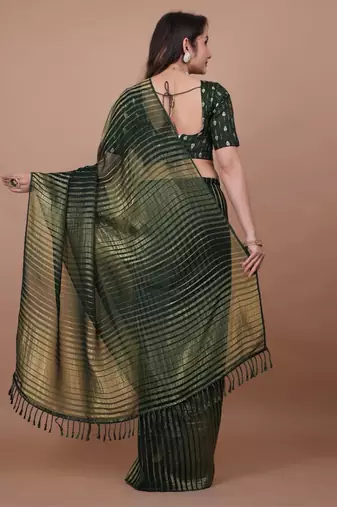 Dark green georgette leheriya saree