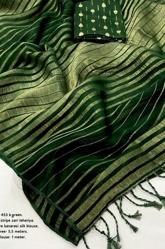 Dark green georgette leheriya saree