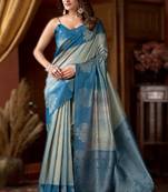 sky blue gobuni prijam kota silk blend saree     6 pc elegant set